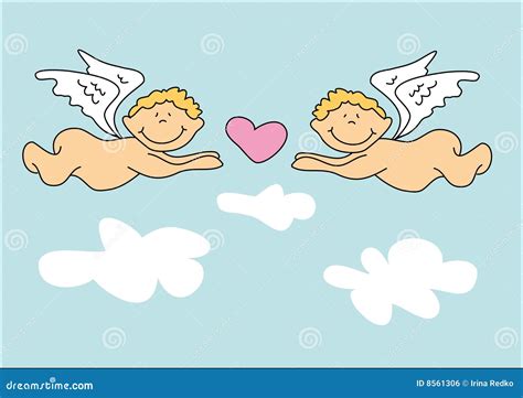 Two angels stock illustration. Illustration of wings, heart - 8561306