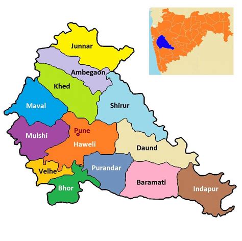 Pune district map taluka wise - Map of Pune district with talukas (Maharashtra - India)