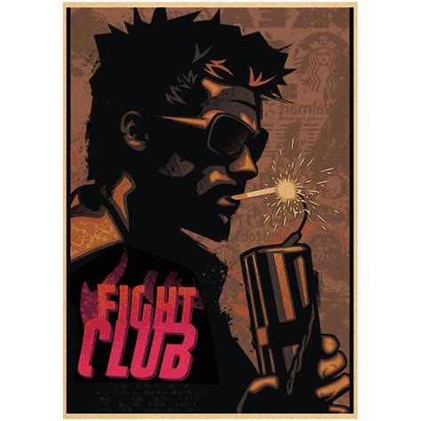 Brad Pitt Fight Club Classic Movie Poster Vintage Kraft Paper Wall ...