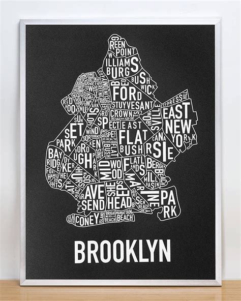 Brooklyn Neighborhood Map Poster The Original Brooklyn New | Etsy