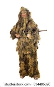 Man Ghillie Suit Sniper Rifle Isolated Stock Photo 334486814 | Shutterstock