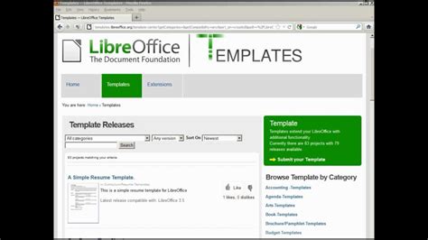 LibreOffice-Writer (63) Adding an On-Line Template - YouTube