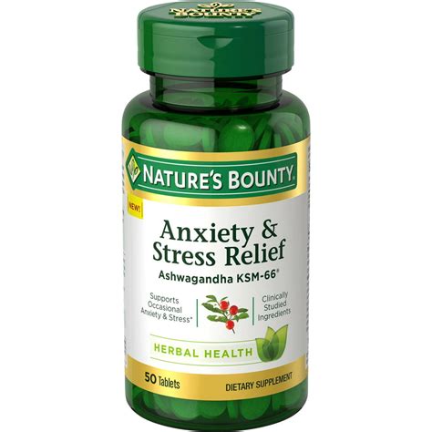 Nature's Bounty® Anxiety & Stress Relief, Ashwagandha KSM-66*, 50 ...