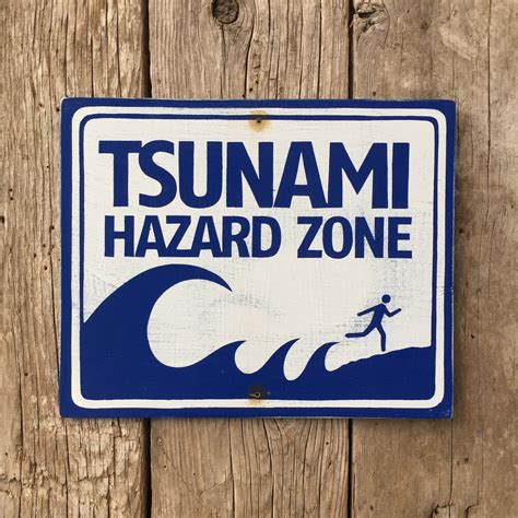 Tsunami Warning Sign Handmade Screen Printed Sign Vintage | Etsy | Surf ...