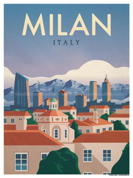 Milan Poster | Retro travel poster, Travel posters, Travel illustration