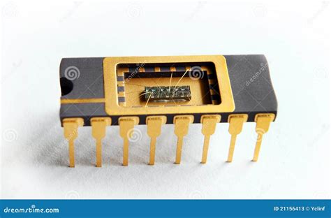 Opened IC with Chip Inside on the White Background Stock Image - Image of circuit, chip: 21156413