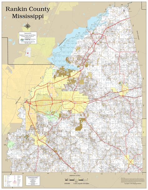 Rankin County Mississippi 2023 Wall Map | Mapping Solutions