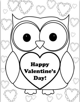 Valentine's Owl Coloring page by Mandy Nicholas | TpT