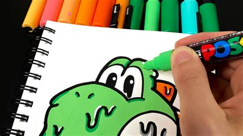 Drawing Yoshi with Posca Markers! Drip Effect! (#Shorts) - YouTube