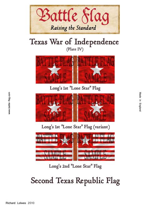 Battle Flags of the Texas War of Independence. |Battle Flag