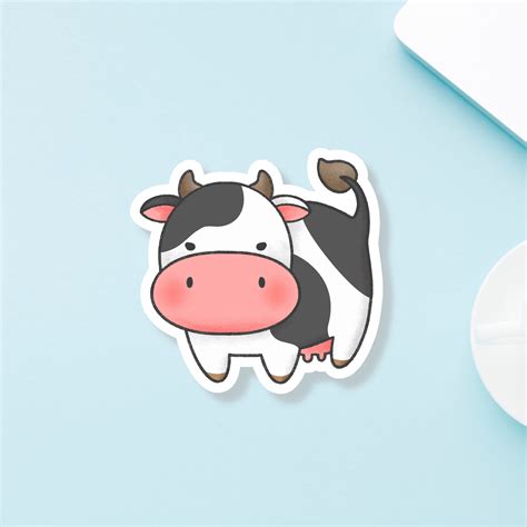 Cute Cow Vinyl Sticker Cow Sticker Kawaii Animal Sticker | Etsy