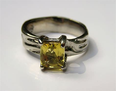 Hand Crafted Yellow Beryl Gemstone Ring In Custom White Gold by Evb Design Fine Jewelry Art ...