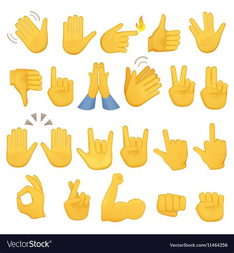 Set of hands icons and symbols emoji hand Vector Image