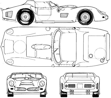 Ferrari 330 P LM 1962 Blueprint - Download free blueprint for 3D modeling