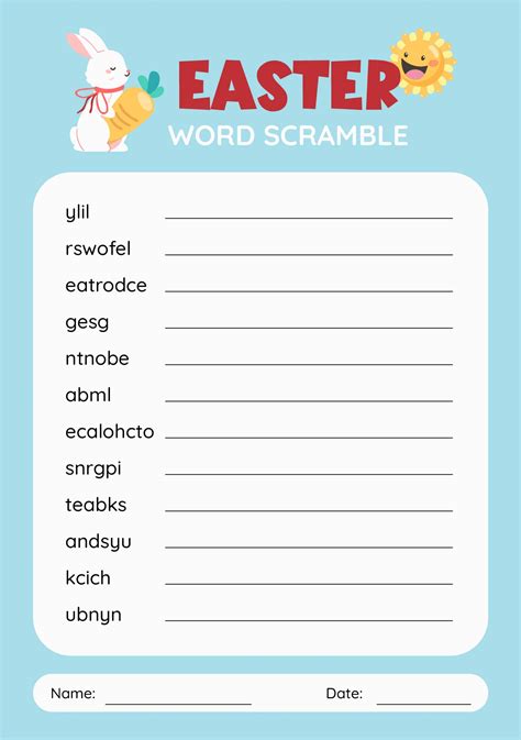 Free Printable Easter Word Scramble