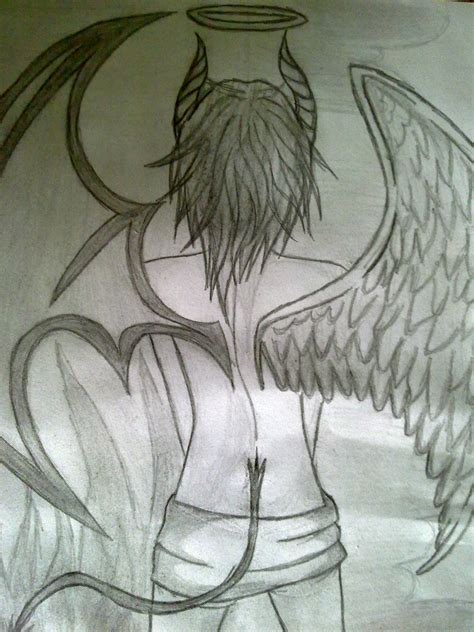 half angel half demon face drawing - paulvandorennetworth