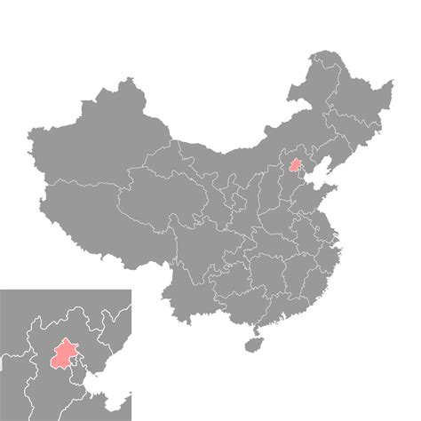 Beijing or Peking map, administrative divisions of China. Vector ...