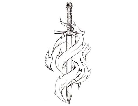 Possibly use the drawing I have for sword with fire/ribbon with the boys names | Tatoos ...