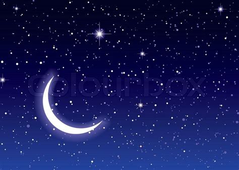 Nights sky with moon and stars ideal ... | Stock vector | Colourbox