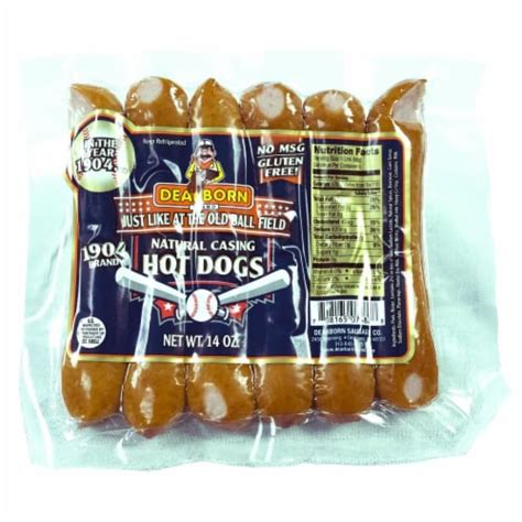 Dearborn Natural Casing Hot Dogs, 6 ct / 14 oz - QFC