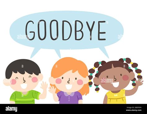 Illustration of Kids Waving and Saying Goodbye at the Same Time Stock ...