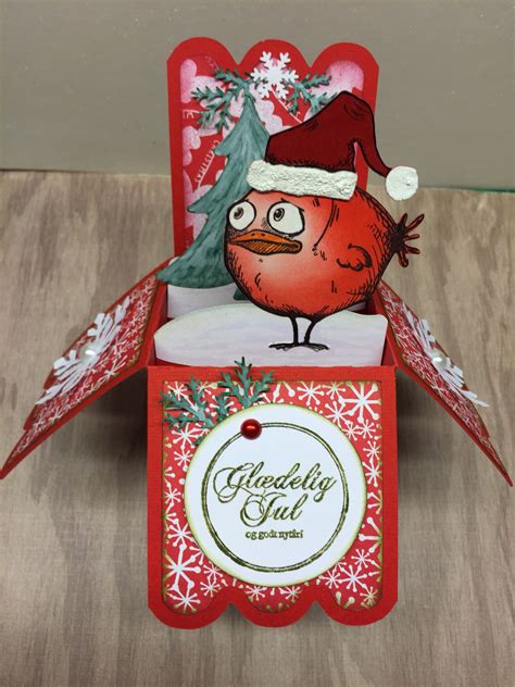 Pop-up-box christmas card with Crazy Bird | Pop up box cards, Boxed christmas cards, Tim holtz ...