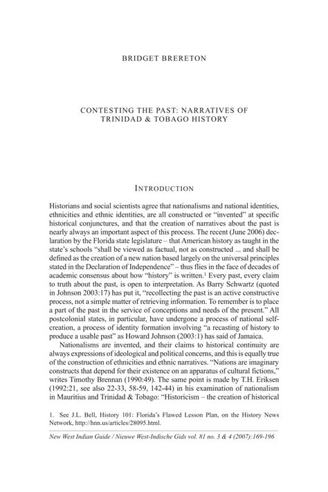 (PDF) Contesting the Past: Narratives of Trinidad & Tobago history