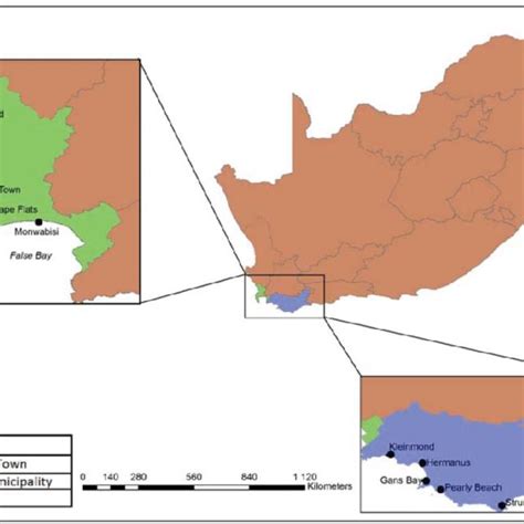 Site map of the Overberg District Municipality and City of Cape Town... | Download Scientific ...