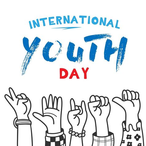 International Youth day design with raised hands 1240492 Vector Art at Vecteezy