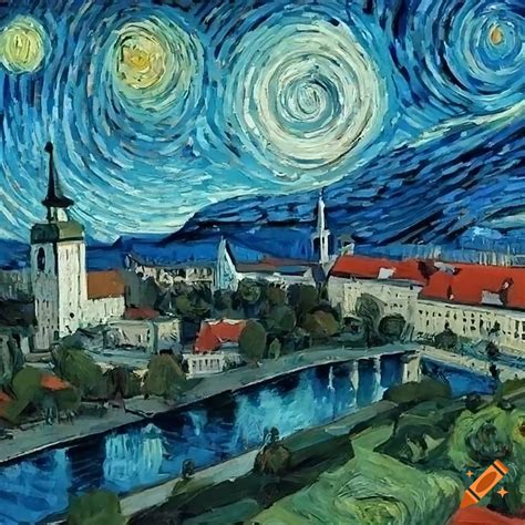 Cityscape artwork inspired by van gogh on Craiyon