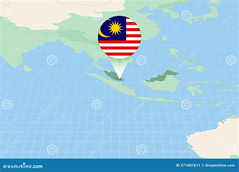 Map Illustration of Malaysia with the Flag. Cartographic Illustration ...