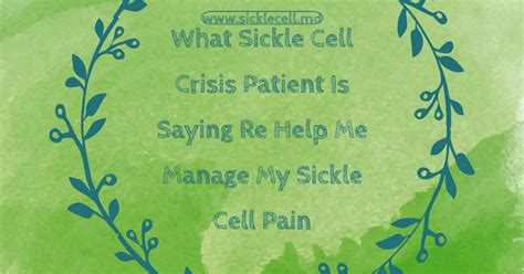 What Sickle Cell Crisis Patient Is Saying Re Help Me Manage My Sickle Cell Pain - Professor ...