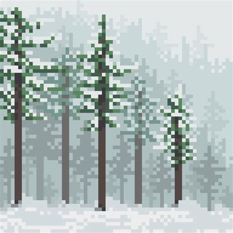 Pixel Winter Trees by Aw0 on DeviantArt