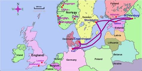 Cruises routes in Europe