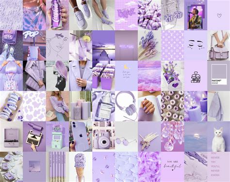 Wall collage kit lavender aesthetic DIGITAL DOWNLOAD 60 pcs | Etsy