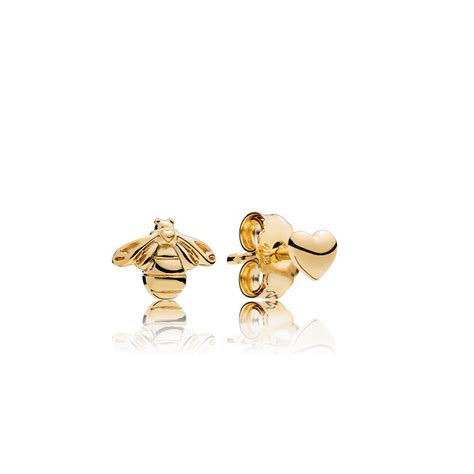 Heart & Bee Stud Earrings, PANDORA Shine™ | PANDORA Jewelry US