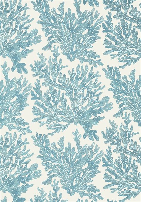 Marine Coral - Spa Blue | Coral wallpaper, Turquoise wallpaper, Thibaut ...