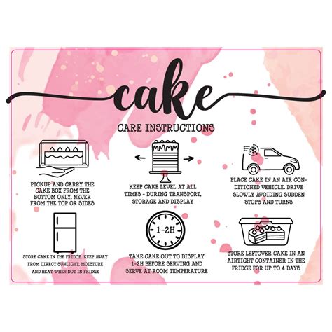 Cake Care Instructions Labels, Cake Care Instruction Stickers,cake Care ...