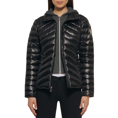 GUESS Women's Light Packable Jacket – Quilted, Transitional Puffer Large Black/Charcoal for sale ...