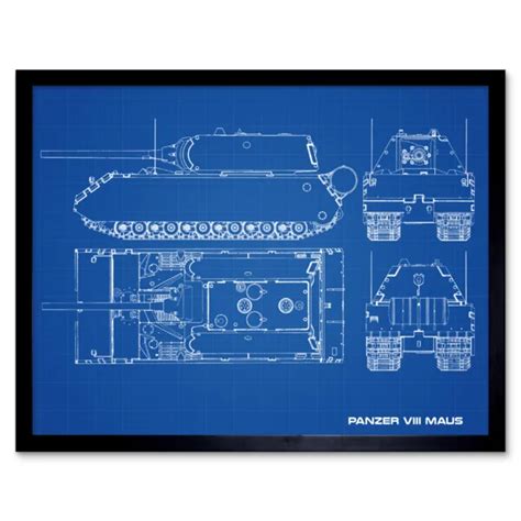 PANZER VIII MAUS Super-Heavy Tank Blueprint Plan Wall Art Print Framed ...