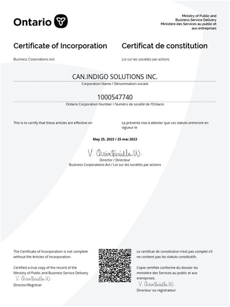 Certificate of Incorporation | PDF