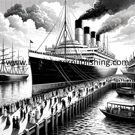 Titanic Departure From Southampton Coloring Page Historical Scene, Adult Coloring Digital ...