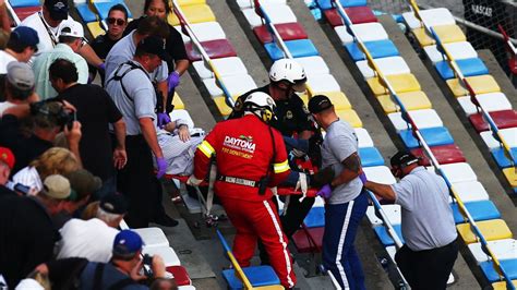 Injuries as debris flies into Daytona stands during fiery NASCAR crash ...