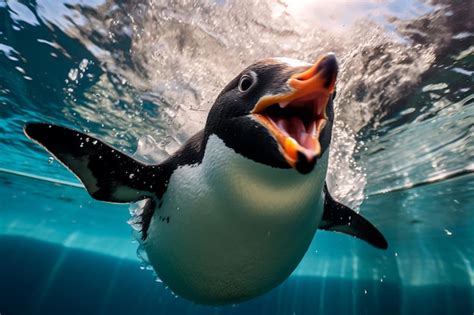 Premium AI Image | In the zoos aquatic habitat a Fiordland penguin from ...