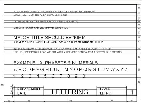 Engineering Drawing Assignment 1 / Lettering and Title Block | Engineering lettering ...