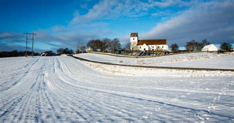 Winter Landscape with Church - Denmark II Stock Photo - Image of danish ...