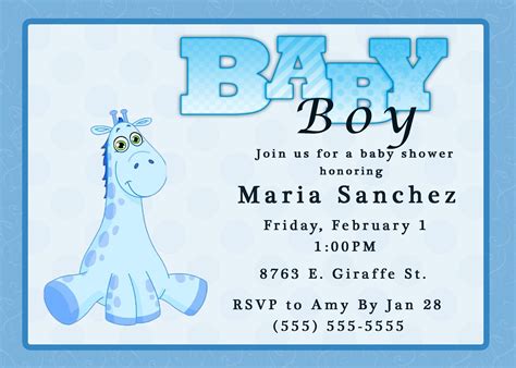 Create Baby Shower Invites for Boy Templates with alluring layout of … | Free baby shower ...