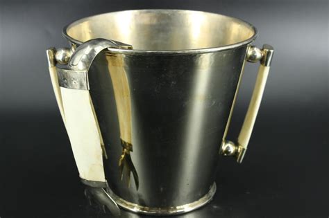 Lot - MODERN SILVER PLATED ICE BUCKET AND TONGS