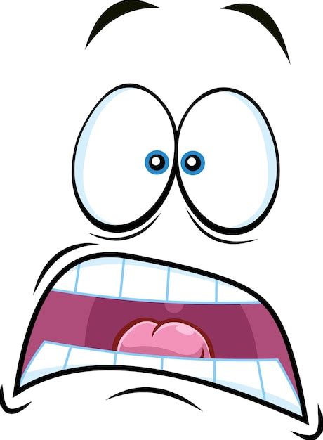 Premium Vector | Scared Cartoon Funny Face With Panic Expression Vector ...