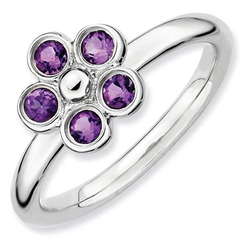 Stackable Mothers Rings- Floral, Flower Birthstone Rings